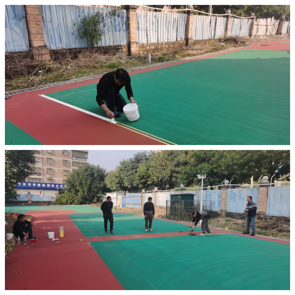 第九中學(xué)項目籃球場劃線施工_ 拼圖 第九中學(xué)項目籃球場劃線施工_ 拼圖